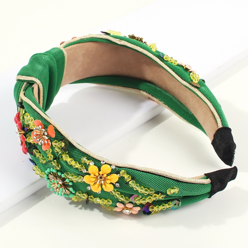 Fashion Green Fabric Rhinestone Flower Headband,Head Band