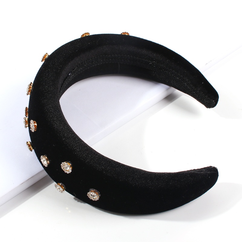 Fashion Black Corduroy Rhinestone Headband,Head Band