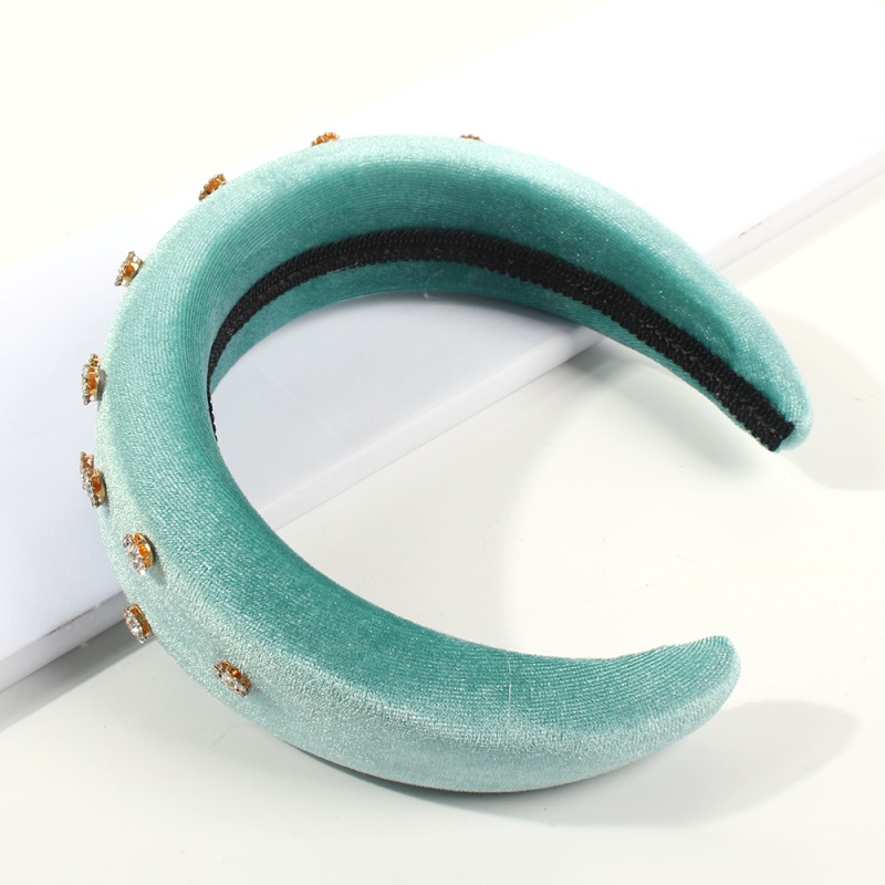Fashion Blue-green Corduroy Rhinestone Headband,Head Band