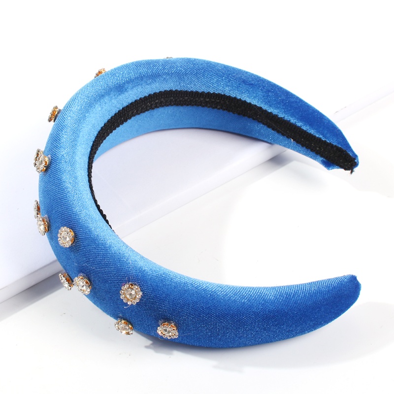 Fashion Royal Blue Corduroy Rhinestone Headband,Head Band