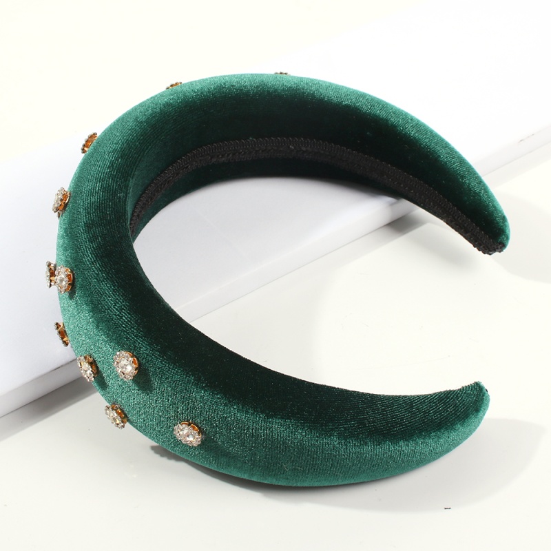 Fashion Blue-green Corduroy Rhinestone Headband,Head Band