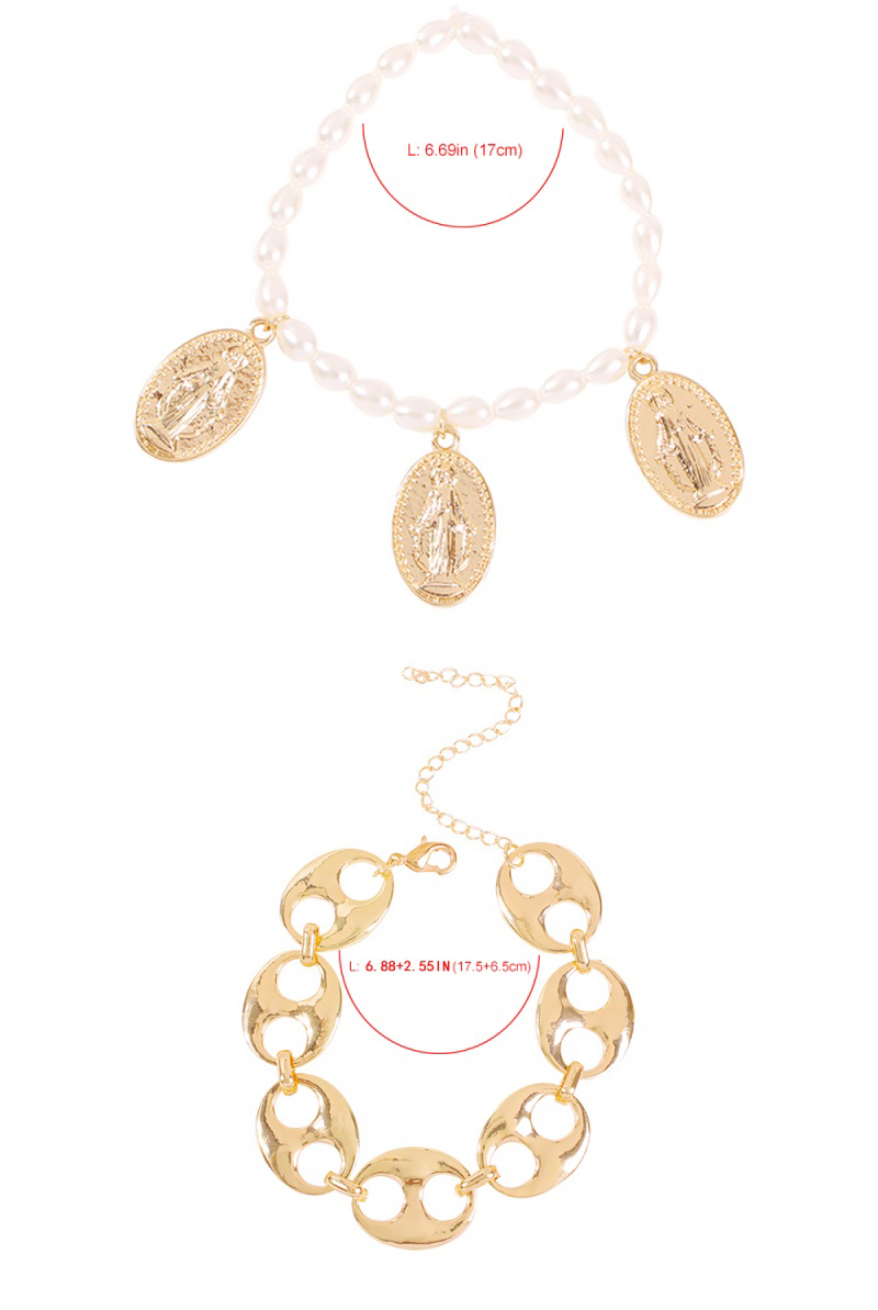 Fashion Pearl Gold Alloy Pearl Jesus Bracelet,Fashion Bracelets