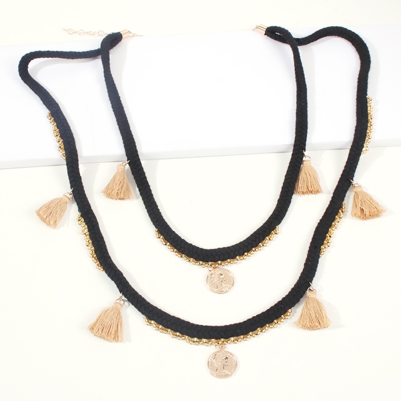 Fashion Green Alloy Rice Beads Tassel Necklace,Multi Strand Necklaces