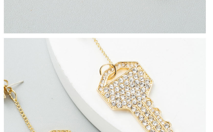 Fashion White  Silver Needle Key Alloy Diamond Star Stud Earrings,Drop Earrings