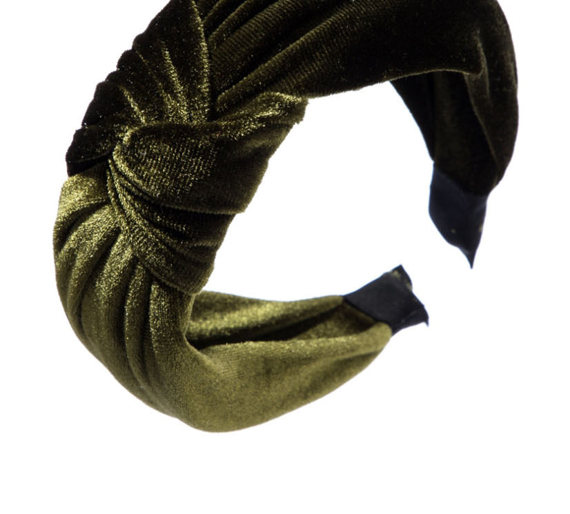 Fashion Green Gold Velvet Cloth Knotted Bow Large Wide-brimmed Headband,Head Band