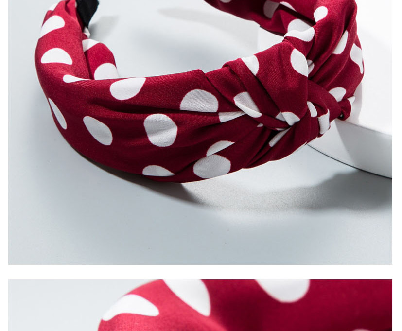 Fashion Red Large Wave Point Knotting To Increase The Wide Side Headband,Head Band