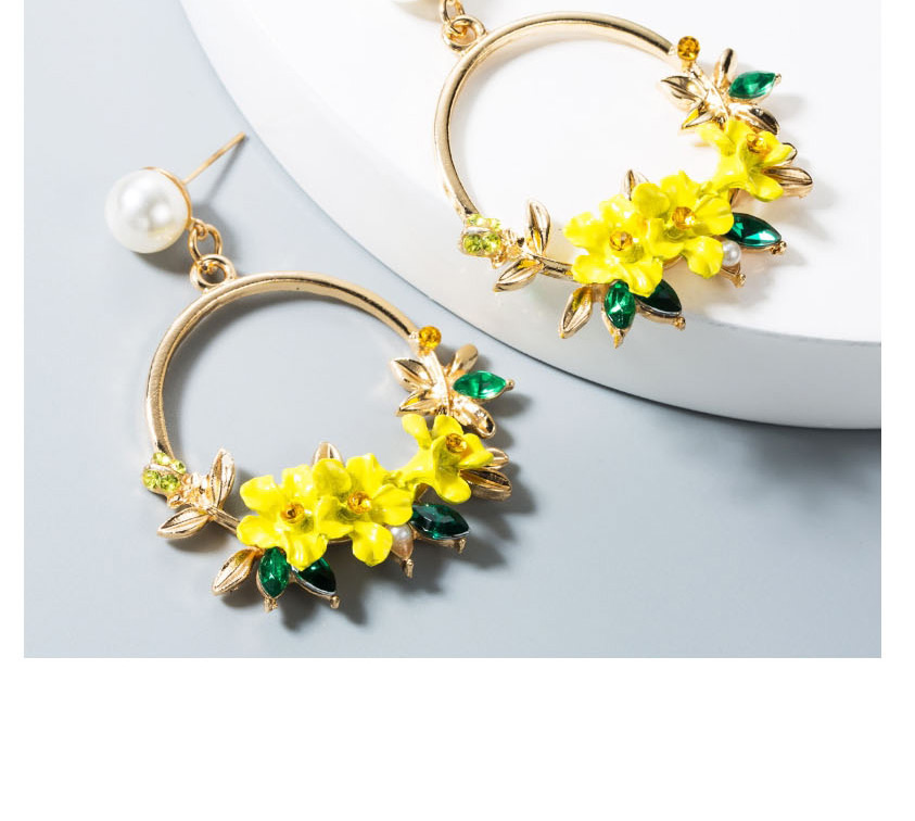 Fashion Yellow Flower Soft Clay Pearl Stud Earrings,Drop Earrings