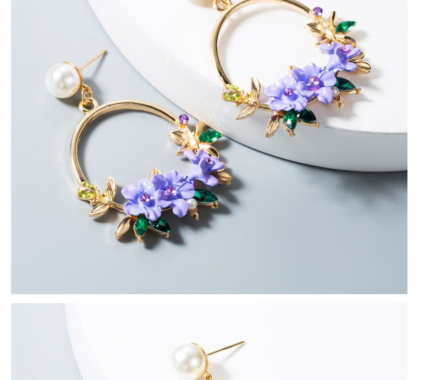 Fashion Green Flower Soft Clay Pearl Stud Earrings,Drop Earrings
