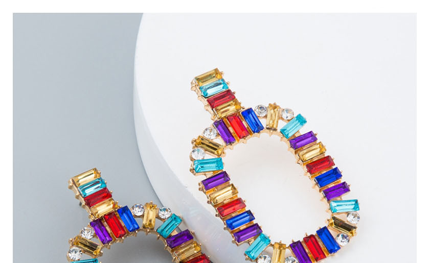 Fashion Gold Alloy Diamond Square Acrylic Earrings,Drop Earrings