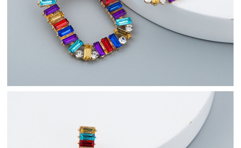 Fashion Color Alloy Diamond Square Acrylic Earrings,Drop Earrings