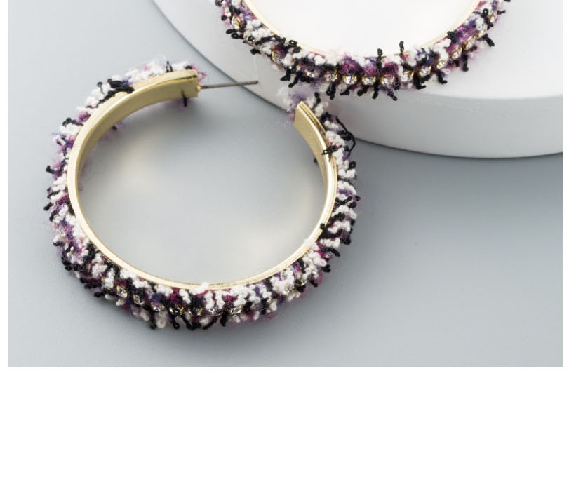 Fashion Purple Alloy C-shaped Diamond Stud Earrings,Hoop Earrings