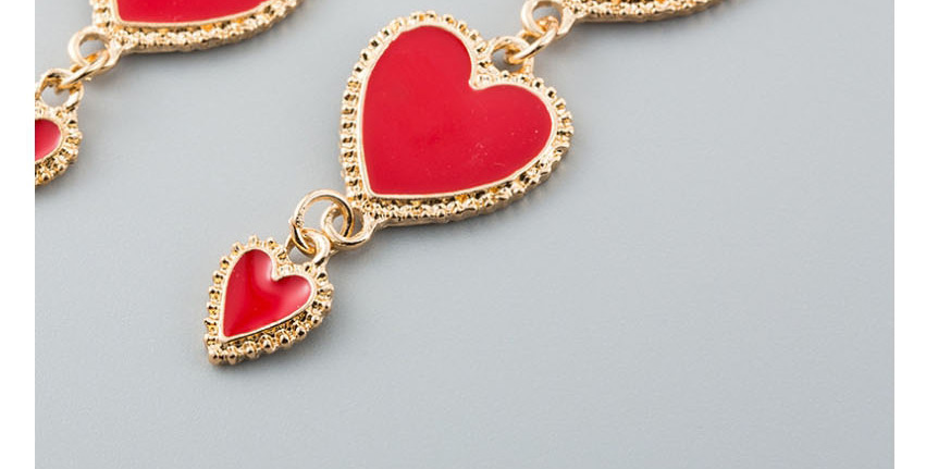 Fashion Red Heart-shaped Tassel Earrings,Drop Earrings