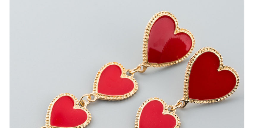 Fashion Red Heart-shaped Tassel Earrings,Drop Earrings
