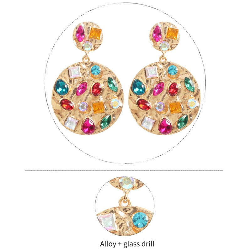 Fashion Golden Circle Alloy Rhinestone Geometric Earrings,Drop Earrings