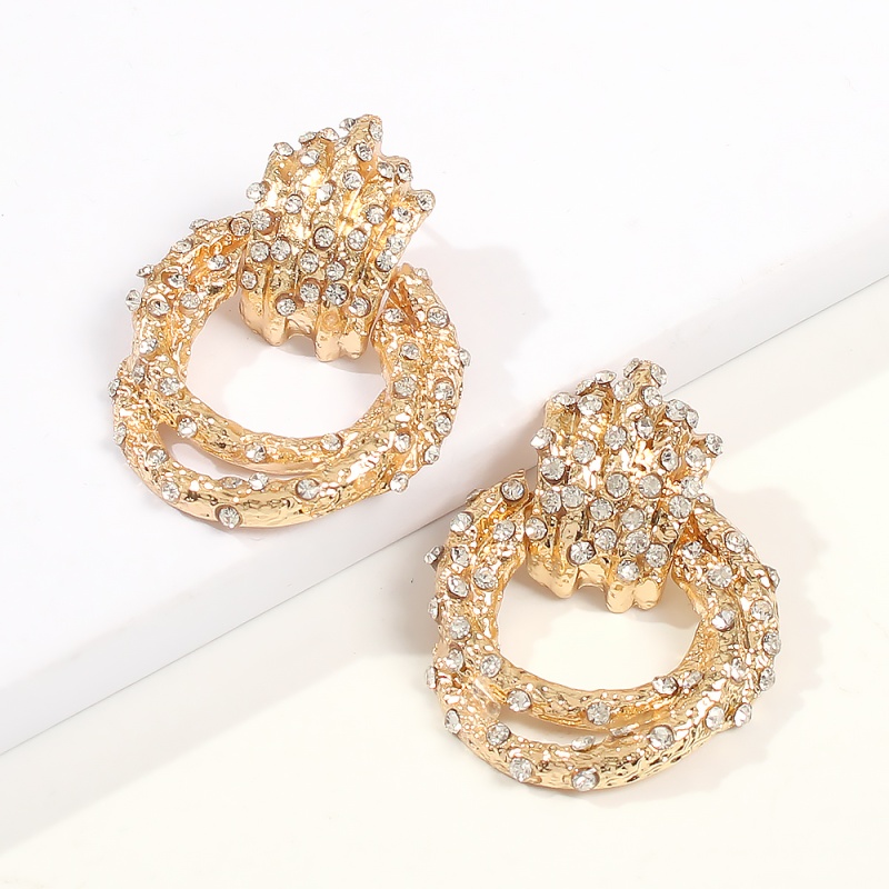 Fashion Gold Alloy Rhinestone Geometric Earrings,Drop Earrings