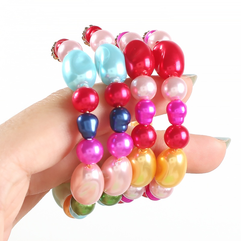Fashion Color System (blue) Alloy Pearl C-shaped Earrings,Hoop Earrings