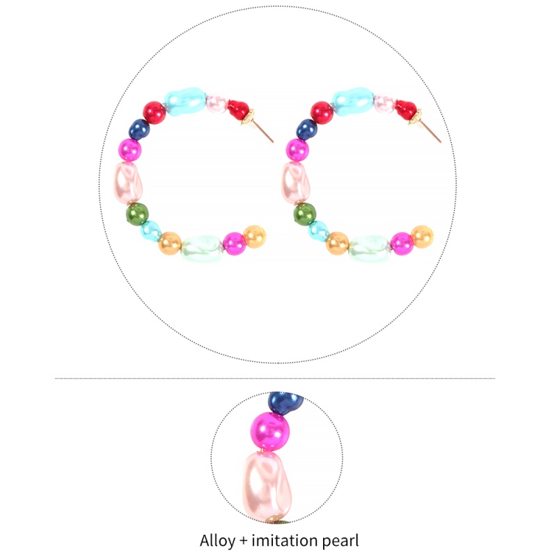 Fashion Color System (blue) Alloy Pearl C-shaped Earrings,Hoop Earrings