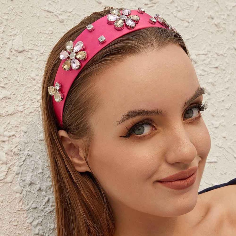 Fashion Pink Alloy Rhinestone Flower Headband,Head Band