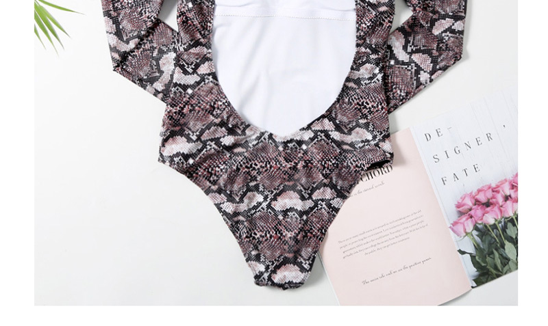 Fashion Snake Long Sleeve Snake Print One-piece Swimsuit,One Pieces