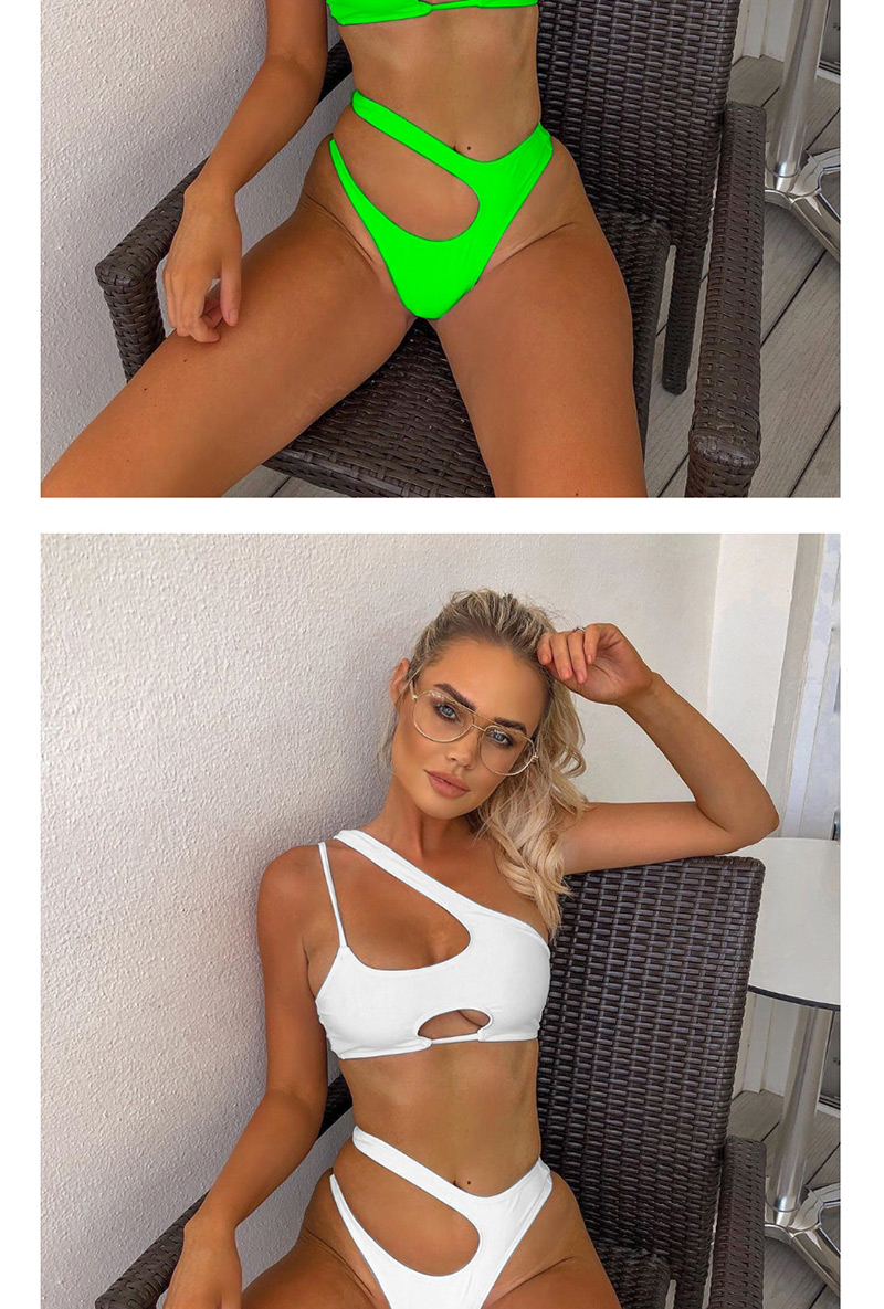Fashion Fluorescent Green Irregular Shoulder Bikini,Bikini Sets