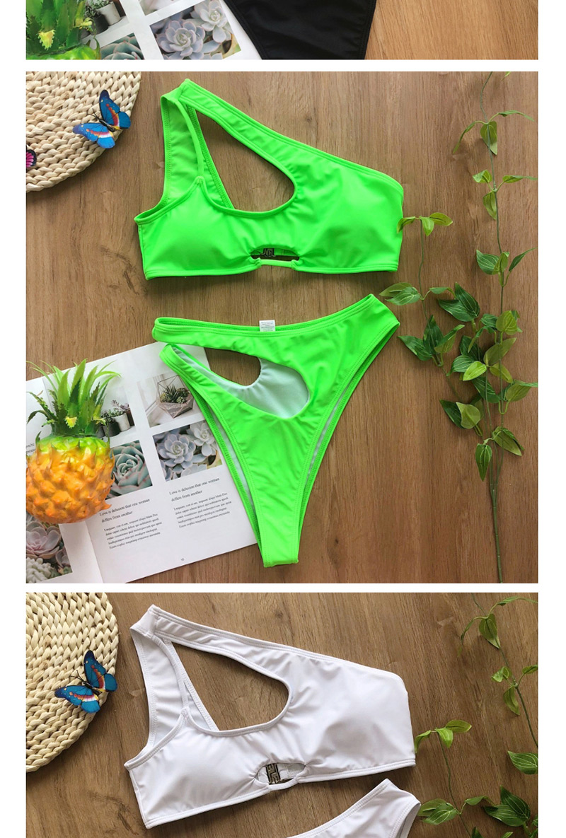 Fashion Fluorescent Green Irregular Shoulder Bikini,Bikini Sets