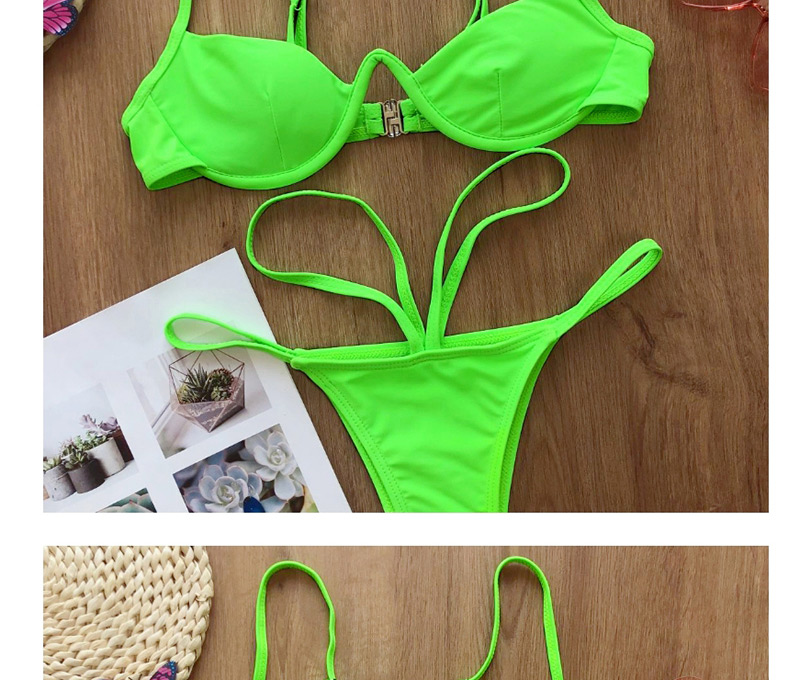 Fashion Green Gather Steel Plate Split Swimsuit,Bikini Sets