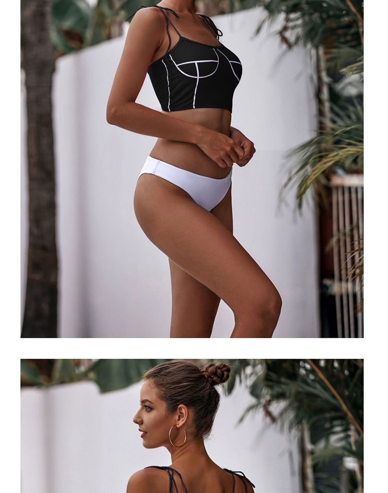Fashion Black Thin Shoulder Strap Printed Bikini,Bikini Sets