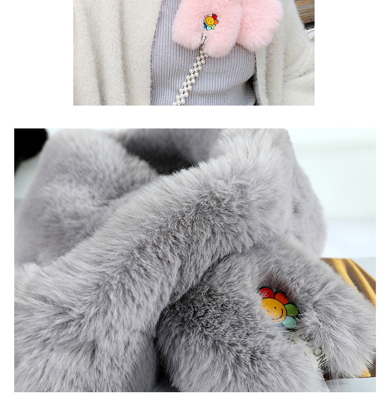 Fashion White - Small Sun Flower Sun Flower Imitation Rabbit Fur Collar,knitting Wool Scaves