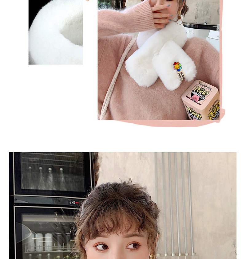 Fashion Pink - Small Sun Flower Sun Flower Imitation Rabbit Fur Collar,knitting Wool Scaves