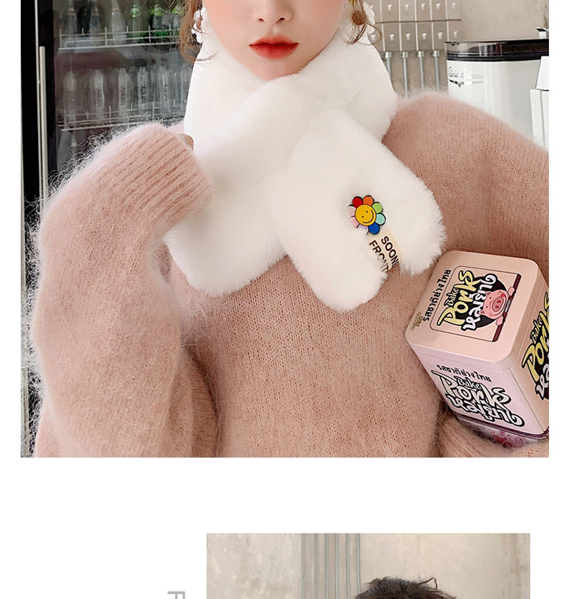 Fashion Gray - Big Sun Flower Sun Flower Imitation Rabbit Fur Collar,knitting Wool Scaves