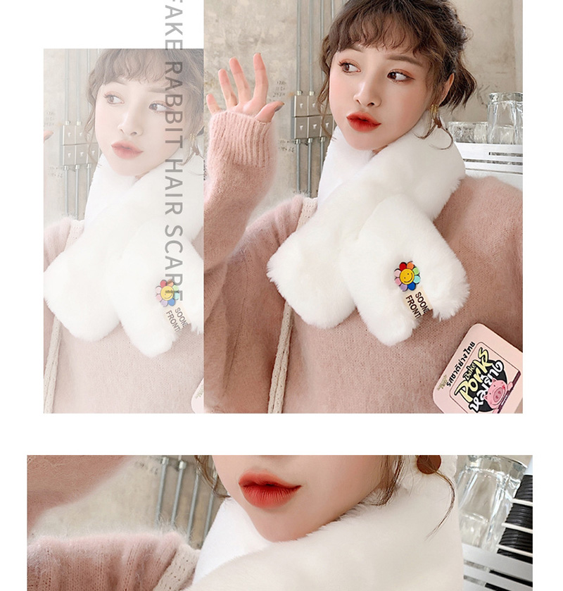 Fashion Pink - Small Sun Flower Sun Flower Imitation Rabbit Fur Collar,knitting Wool Scaves