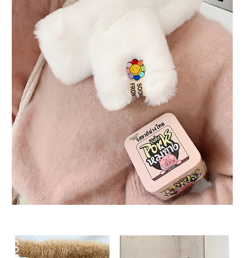 Fashion Khaki - Little Sun Flower Sun Flower Imitation Rabbit Fur Collar,knitting Wool Scaves