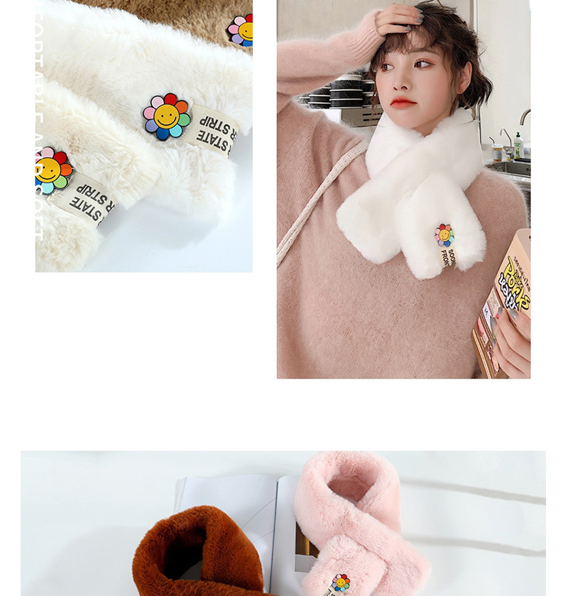 Fashion Beige - Big Sun Flower Sun Flower Imitation Rabbit Fur Collar,knitting Wool Scaves