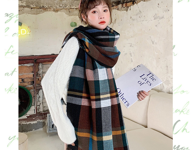 Fashion Navy Plaid Knitted Cashmere Scarf Shawl,Thin Scaves