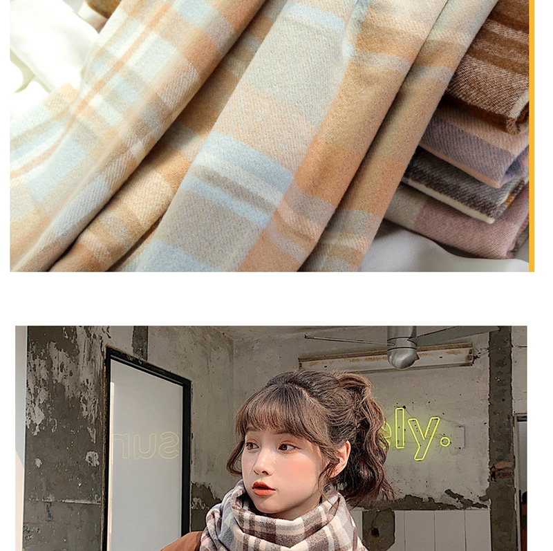 Fashion Pink Fringed Thick Plaid Scarf,Thin Scaves