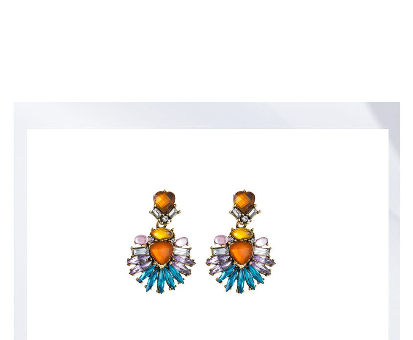 Fashion Color Heart-shaped Alloy Diamond Earrings,Drop Earrings