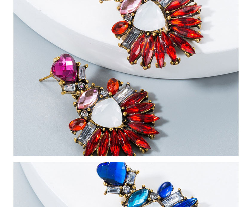 Fashion Red Heart-shaped Alloy Diamond Earrings,Drop Earrings