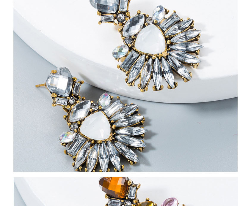 Fashion White Heart-shaped Alloy Diamond Earrings,Drop Earrings