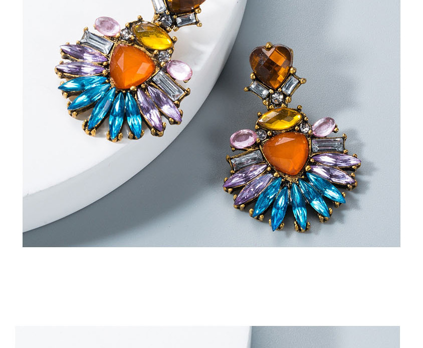 Fashion Blue Heart-shaped Alloy Diamond Earrings,Drop Earrings