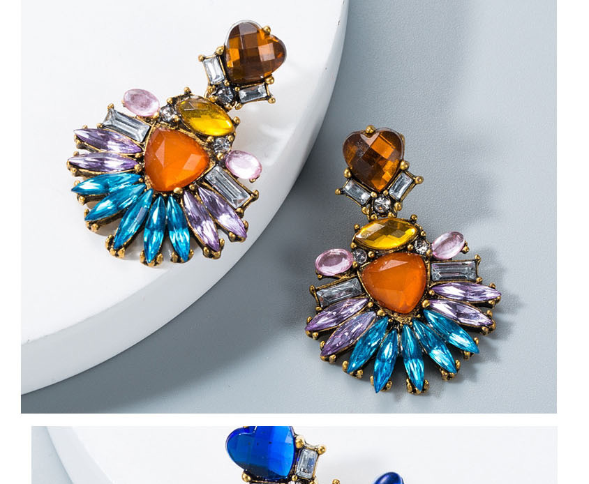 Fashion Color Heart-shaped Alloy Diamond Earrings,Drop Earrings