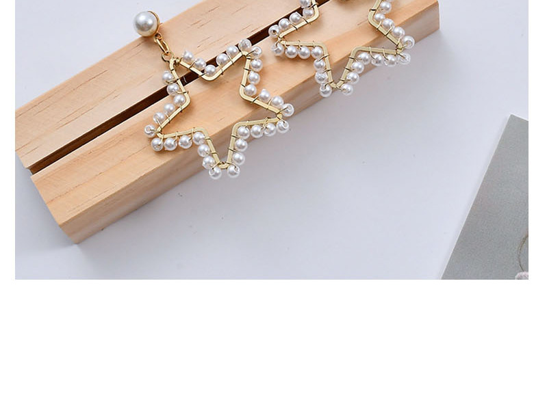 Fashion Pentagram Gold Pearl Rice Earrings,Drop Earrings