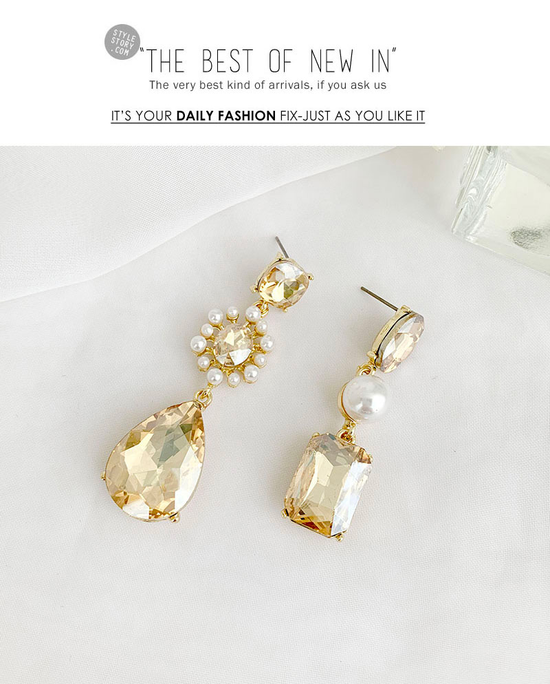 Fashion White Alloy Diamond Asymmetrical Geometric Earrings,Drop Earrings