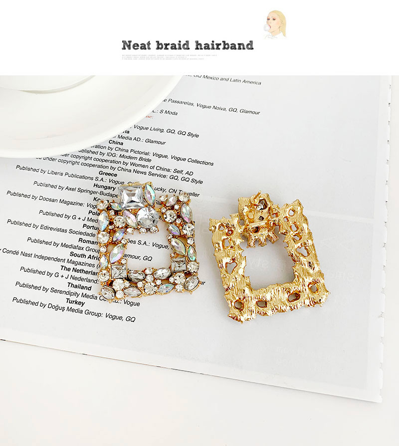 Fashion Ab Color Alloy Studded Square Earrings,Drop Earrings
