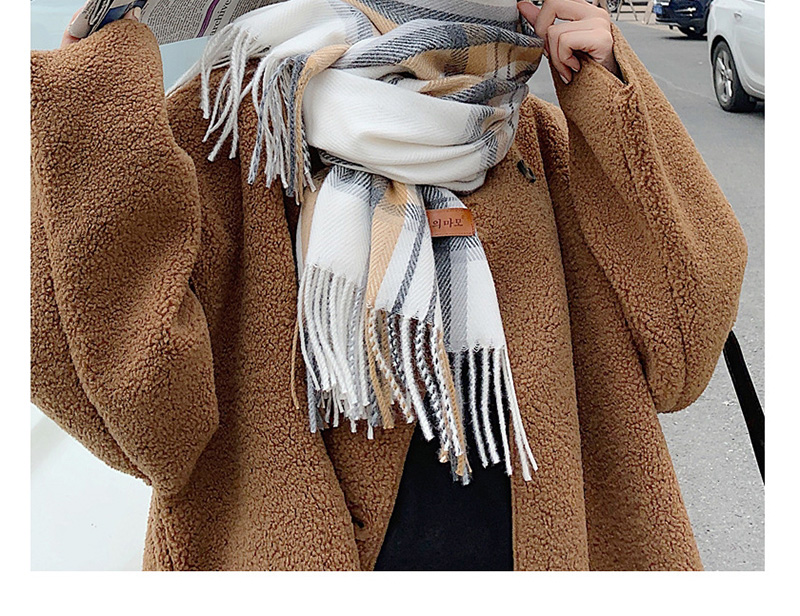 Fashion Turmeric Fringed Mixed Color Plaid Scarf,Thin Scaves