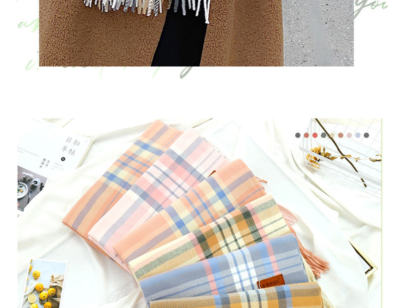 Fashion Yellow Green Fringed Mixed Color Plaid Scarf,Thin Scaves