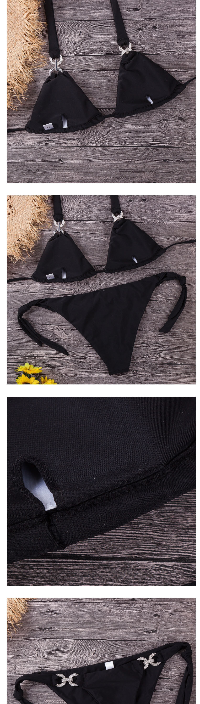 Fashion Black Diamond Bandage Split Swimsuit,Bikini Sets