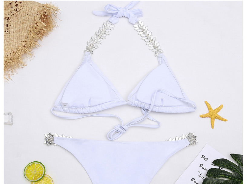 Fashion White Diamond-shaped Split Swimsuit,Bikini Sets
