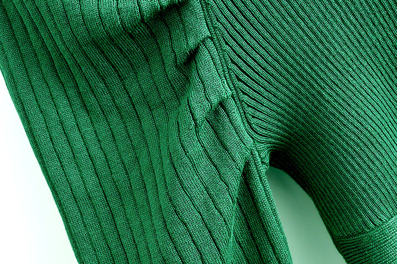 Fashion Green Puff Sleeve Sweater,Sweater