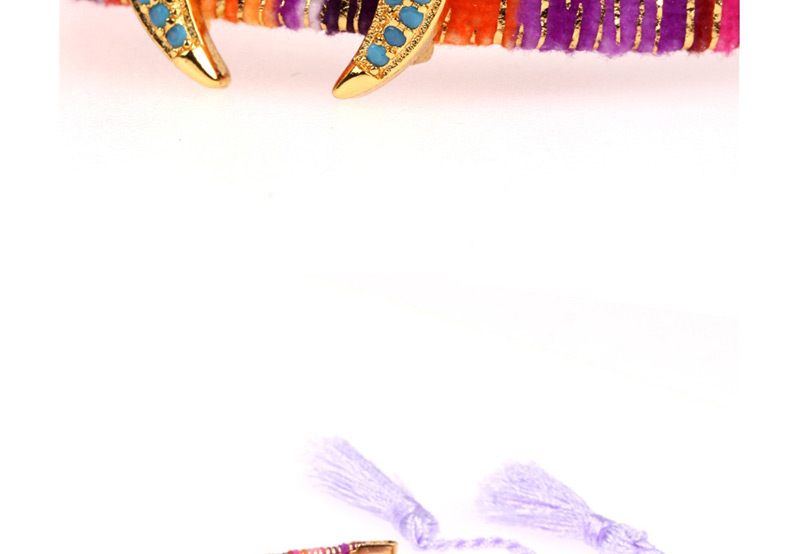 Fashion Color Fringed Micro-inlaid Blue Diamond Moon Bud Shaped Horn Bracelet,Bracelets
