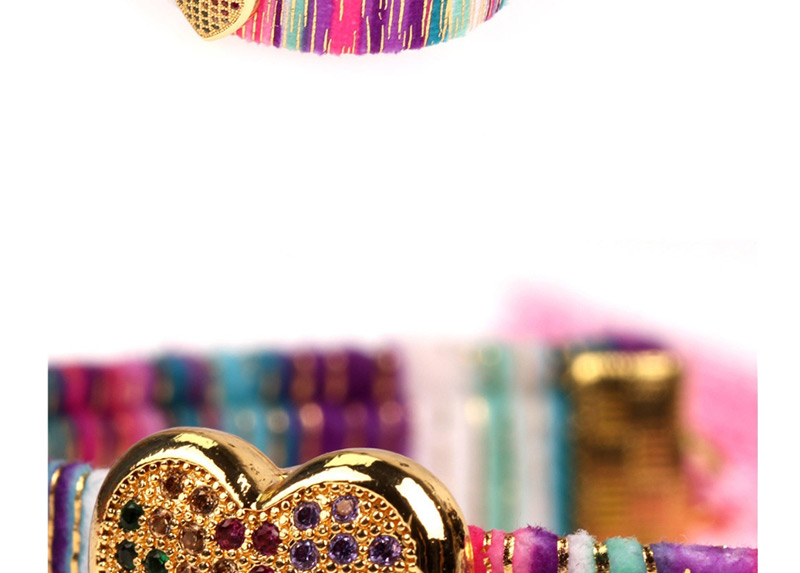 Fashion Color Colorful Diamond Love Braided Tassel Bracelet,Bracelets